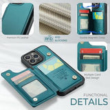 iPhone 16 Pro Caseme C22-etui RFID-kortpung - grøn