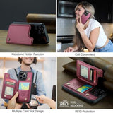 iPhone 16 Pro Caseme C22-etui RFID-kortpung - rød