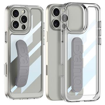 iPhone 16 Pro Klar Cover med Silikonehåndrem - Grå