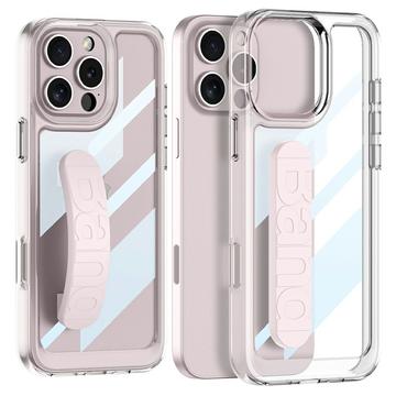 iPhone 16 Pro Klar Cover med Silikonehåndrem - pink