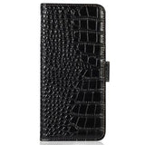 iPhone 16 Pro Crocodile Series Læderpung med RFID - Sort