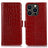 iPhone 16 Pro Crocodile Series Læderpung med RFID - Rød