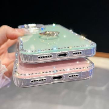 iPhone 16 Pro CrystalGlow Hybrid Cover med Ringholder - Grøn