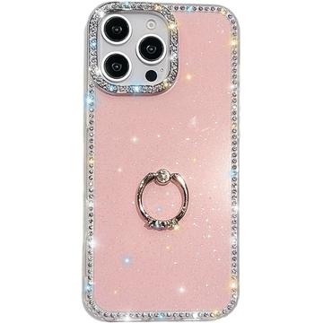 iPhone 16 Pro CrystalGlow Hybrid Cover med Ringholder - Pink