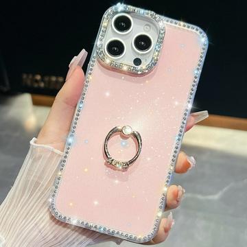 iPhone 16 Pro CrystalGlow Hybrid Cover med Ringholder - Pink