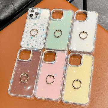 iPhone 16 Pro CrystalGlow Hybrid Cover med Ringholder - gennemsigtig