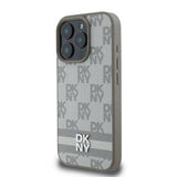 iPhone 16 Pro DKNY Ternet Mønster og Stribe Cover - Beige