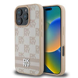iPhone 16 Pro DKNY Ternet Mønster og Stribe Cover - Pink