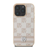 iPhone 16 Pro DKNY Ternet Mønster og Stribe Cover - Pink