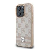 iPhone 16 Pro DKNY Ternet Mønster og Stribe Cover - Pink