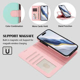 iPhone 16 Pro aftageligt pungetui med MagSafe, RFID-beskyttelse og håndrem - Mynte / Pink