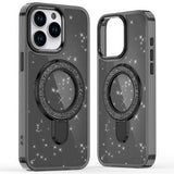 iPhone 16 Pro Glitter Hybrid cover med kickstand - MagSafe-kompatibel - Sort