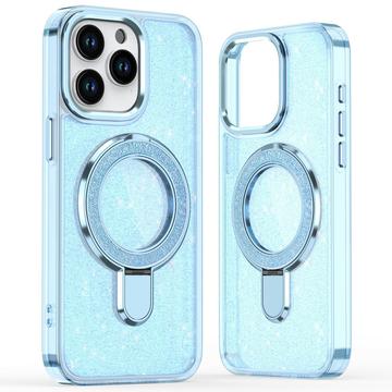 iPhone 16 Pro Glitter Hybrid cover med kickstand - MagSafe-kompatibel - Blå
