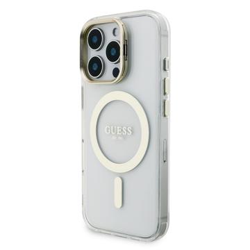 iPhone 16 Pro Guess Electroplated Stand Camera Frame MagSafe-etui med udskiftelige baggrunde