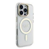 iPhone 16 Pro Guess Electroplated Stand Camera Frame MagSafe-etui med udskiftelige baggrunde