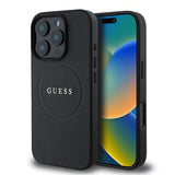 iPhone 16 Pro Guess Grained Classic Logo Hybrid Cover - MagSafe-kompatibel - Sort