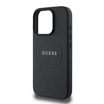 iPhone 16 Pro Guess Grained Classic Logo Hybrid Cover - MagSafe-kompatibel - Sort