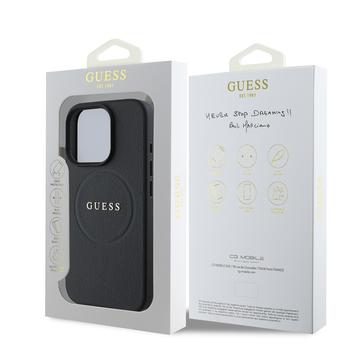iPhone 16 Pro Guess Grained Classic Logo Hybrid Cover - MagSafe-kompatibel - Sort