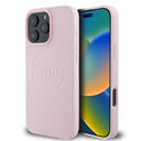 iPhone 16 Pro Guess Grained Classic Logo Hybrid Cover - MagSafe-kompatibel - Pink