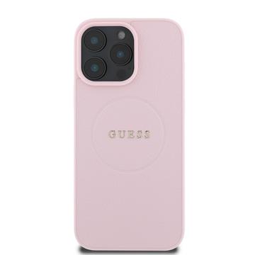 iPhone 16 Pro Guess Grained Classic Logo Hybrid Cover - MagSafe-kompatibel - Pink