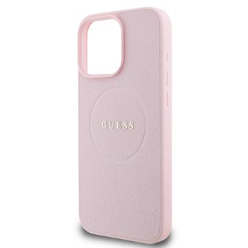 iPhone 16 Pro Guess Grained Classic Logo Hybrid Cover - MagSafe-kompatibel - Pink