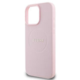 iPhone 16 Pro Guess Grained Classic Logo Hybrid Cover - MagSafe-kompatibel - Pink
