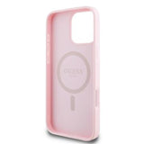 iPhone 16 Pro Guess Grained Classic Logo Hybrid Cover - MagSafe-kompatibel - Pink