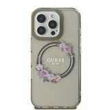 iPhone 16 Pro Guess IML Flowers Wreath Cover - MagSafe-kompatibel - sort