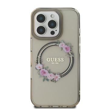 iPhone 16 Pro Guess IML Flowers Wreath Cover - MagSafe-kompatibel - sort