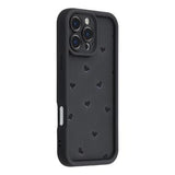 iPhone 16 Pro stødsikkert TPU-cover med hjertemønster og forhøjede kanter - sort