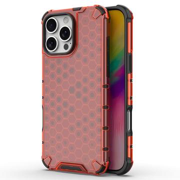 iPhone 16 Pro Honeycomb Armored Hybrid Cover - Rød