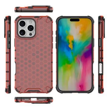 iPhone 16 Pro Honeycomb Armored Hybrid Cover - Rød