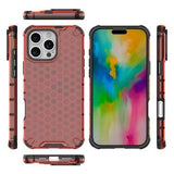 iPhone 16 Pro Honeycomb Armored Hybrid Cover - Rød