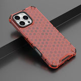 iPhone 16 Pro Honeycomb Armored Hybrid Cover - Rød
