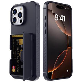 iPhone 16 Pro Hybrid Cover med Spejl og Kortholder - Sort