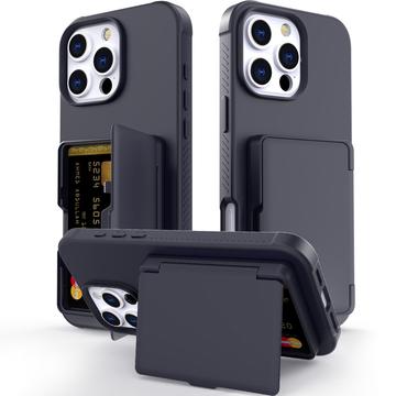 iPhone 16 Pro Hybrid Cover med Spejl og Kortholder - Sort