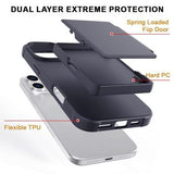 iPhone 16 Pro Hybrid Cover med Spejl og Kortholder - Sort