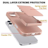 iPhone 16 Pro Hybrid Cover med Spejl og Kortholder - Pink