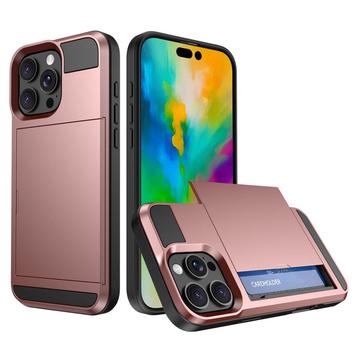 iPhone 16 Pro Hybrid Cover med Glidekortholder - Rødguld