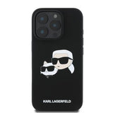 iPhone 16 Pro Karl Lagerfeld Double Heads MagSafe cover i flydende silikone - sort