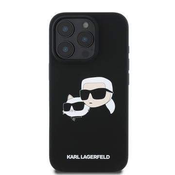 iPhone 16 Pro Karl Lagerfeld Double Heads MagSafe cover i flydende silikone - sort