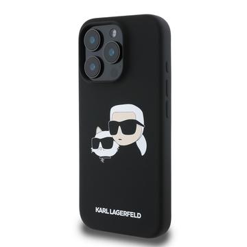 iPhone 16 Pro Karl Lagerfeld Double Heads MagSafe cover i flydende silikone - sort