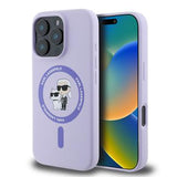iPhone 16 Pro Karl Lagerfeld Karl and Choupette MagSafe cover i flydende silikone - Lilla