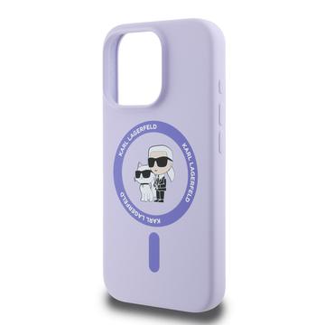 iPhone 16 Pro Karl Lagerfeld Karl and Choupette MagSafe cover i flydende silikone - Lilla