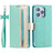iPhone 16 Pro Lace Pattern Etui med Pung - Mint Grøn