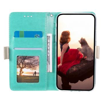 iPhone 16 Pro Lace Pattern Etui med Pung - Mint Grøn