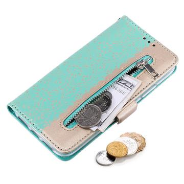 iPhone 16 Pro Lace Pattern Etui med Pung - Mint Grøn