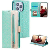iPhone 16 Pro Lace Pattern Etui med Pung - Mint Grøn