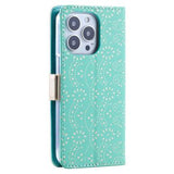 iPhone 16 Pro Lace Pattern Etui med Pung - Mint Grøn