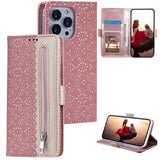 iPhone 16 Pro Lace Pattern Etui med Pung - Rødguld